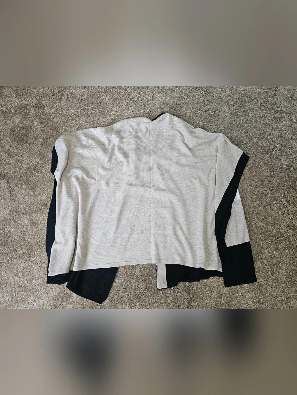 Calvin Klein Geometric Colorblock Poncho - Black & Cream